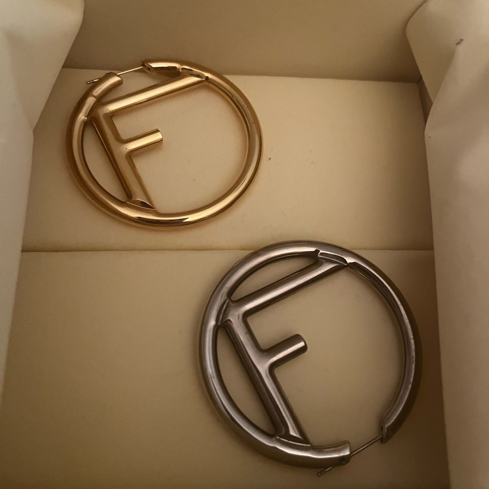 Fendi Gold Logo Earrings